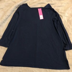 Lilly Pulitzer 3/4 sleeve tunic navy with ladder detail on back NWT